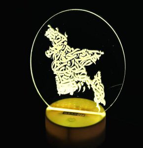 GearUP AL10 Acrylic Laser Engraving Night Led Lamp - Arabic Calligraphy Bangladesh Map DSEG0041